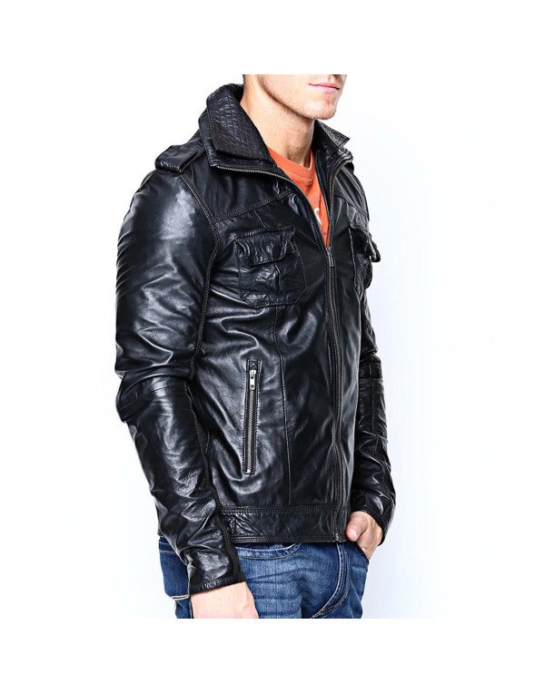 HugMe.fashion Men Genuine Leather Jacket in Black color JK2